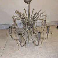 لوستر برنجی ۸ شاخه با دیوار کوب