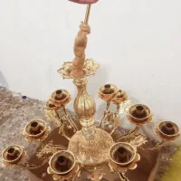 لوستر دوگل تمام برنز طلایی|لوستر و چراغ آویز|رشت, سعدی (تختی)|دیوار