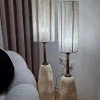 آباژور ۲قلو کرم قهوه ای|چراغ خواب و آباژور|قزوین, |دیوار