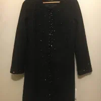 مانتو مجلسی مشکی سنگ دوزی ترک