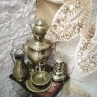 ست سماور برنجی ذغالی نو