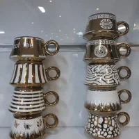 قهوه خوری ،با آبکاری طلایی ، در۹ طرح