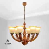 لوستر چوبی موناکو شش شعله|لوستر و چراغ آویز|ساری, |دیوار