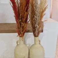 گلدان پامپاس و لوستر حصیری