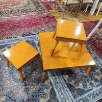 میز جلو مبلی و عسلی تمام چوب مدل پایه مکعبی