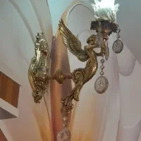 یک‌جفت‌لوستر‌برنجی‌چرا‌غ‌شب‌|لوستر و چراغ آویز|تبریز, |دیوار