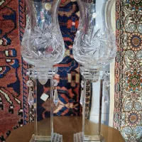 یک جفت شمعدان کریستال چک قدیمی