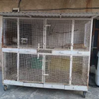 قفس چرخدارمرغ وپرنده دوبلکس دوطبقه دارای فضله گیر