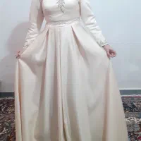 ست کامل لباس و کفش و شال عقد و مراسمات، رنگ نباتی