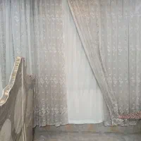 پرده حریر طرح دار دو تیکه|پرده، رانر، رومیزی|کهریزک, |دیوار