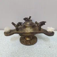 چراغ سه شعله برنجی قدیمی سنگین