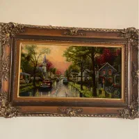 تابلو فرش دستباف  منظره چهل رج ابریشم