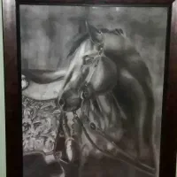 تابلو سیاه قلم . اسب