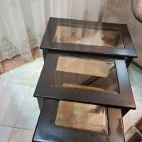 میز عسلی چوب و شیشه سه عدد سایز کوچک متوسط و بزرگ|مبلمان خانگی و میز عسلی|تهران, صادقیه|دیوار