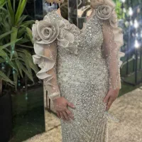 لباس مجلسی نو از مزون سنگ و جواهر  دوزی تخفیف دار|لباس|ساری, |دیوار