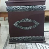 ست سطل زباله و جا دستمال کاغذی طرح چوب