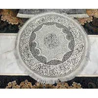 فرش گرد سفید وطوسی