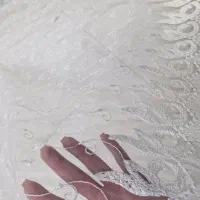 پرده تور تمام گلدوزی شده شیری|پرده، رانر، رومیزی|تهران, شهرک آزمایش|دیوار