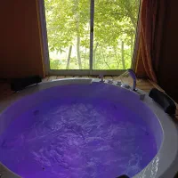 کلبه چوبی جنگلی با جکوزی