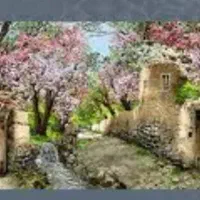 نخ و نقشه کوچه باغ بهاری باطرح و رنگی زنده و پویا