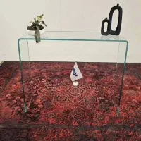میز کنسول شیشه ای خم - با شلف شیشه ای و چوبی|بوفه، ویترین، کنسول|تهران, شهرک استقلال|دیوار