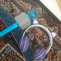 هدفون گربه ای چراغ دار و میکروفون اسپیکر