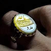 انگشتر عقیق زرد و سبز دورنگ خطی با رکاب دستساز|جواهرات|تهران, حکیمیه|دیوار