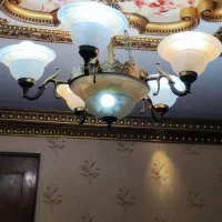 لوستر  پنج  و سه شعله  برنجی|لوستر و چراغ آویز|پردیس, فاز ۲|دیوار