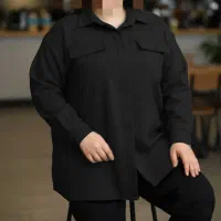 پالتو فوتر کش سایزبزرگ مشکی جلو زیپ دار