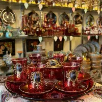 سرویس چای خوری طلاکوب شاه عباسی اصلی قدیمی