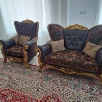 مبل ۷ نفره تمام چوب|مبلمان خانگی و میز عسلی|قائم‌شهر, |دیوار