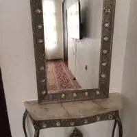 آینه و شمعدان برنز ب رنک نقره ای