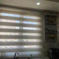 پرده  زبرا شیری با راه راههای طلایی نقره ای شاین