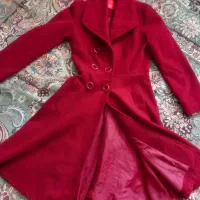پالتو دخترانه نوجوان مخمل آستر دار  گرم رنگ زرشکی