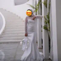 اجاره لباس عروس سایز۳۸همراه تور و دسته گل اروپایی