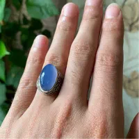 انگشتر نقره عقیق کبود یمنی