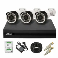 پک کامل ۳ عدد دوربین با دستگاه داهوا