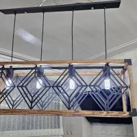 لوستر خطی چوبی فلزی|لوستر و چراغ آویز|تهران, دردشت|دیوار