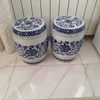 صندلی چینی ویا پاف پایه چینی قلم ابی تزئینی دکوری