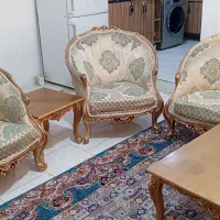 مبلمان کلاسیک 7نفره. جنس استیل چوبی مدل زمرد لگنی