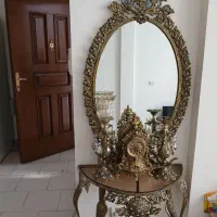 کنسول آینه شمعدان جنس آلیاژ آلومینیوم رنگ برنج|بوفه، ویترین، کنسول|ری, شهادت|دیوار