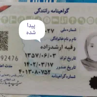 پیدا شده گواهینامه رانندگی