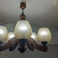 ۲عدد  لوستر چوبی ۵شاخه و  یک عدد  ۱ شاخه  سالم|لوستر و چراغ آویز|خرم‌آباد, |دیوار