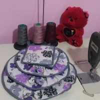 دمکنی همراه دوتا دست گیره خوش رنگ با کیفیت|سفره، حوله، دستمال آشپزخانه|کرمانشاه, |دیوار