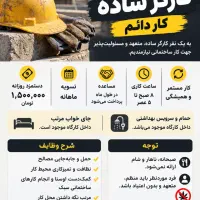 نیازمند کارگر ساده ایرانی یا اتباع دارای پاسپورت