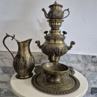 سرویس برنجی (سماور زغالی ) ورق ضخیم ،۲ لیتری