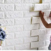 پخش مستقیم دیوارپوش فومی پشت چسبدار طرح آجر سفید|خدمات پیشه و مهارت|شهرضا, |دیوار