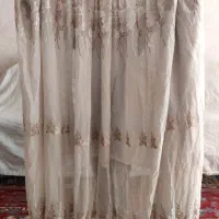 3 تیکه پرده حریر دوخته شده طرح دار