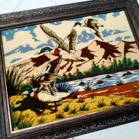 تابلو فرش دستباف سه مرغابی