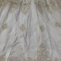 پرده پذیرایی فلت حریر ترک شاین دار گل مروارید کوب|پرده، رانر، رومیزی|قم, کیوانفر|دیوار